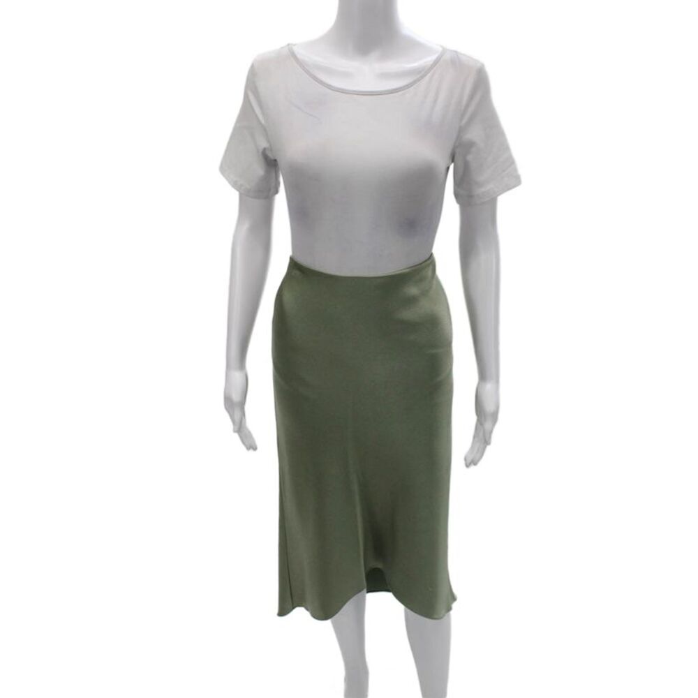 Alice + Olivia Womens A-Line Midi Skirt Green Triacetate Zip Size 4
